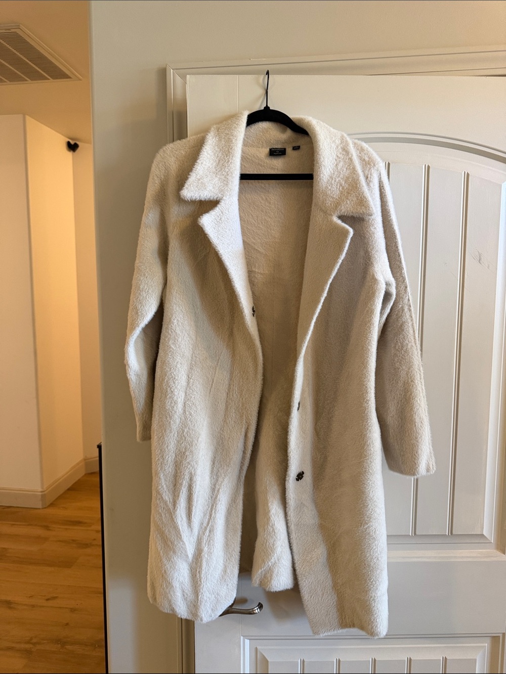 Cyrus Cream Teddy Coat with Open Lapel